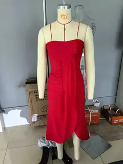 Imagem do Mulheres sexy sem alças sem alças sólido midi vestido novo verão bandeau ruc