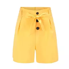 Y2K Solid Button Front Shorts Tie Cintura Praia Verão Shorts de cintura alta Ro - comprar online
