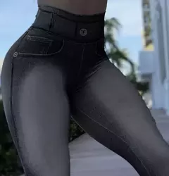 Leggings jeans com estampa de cintura alta feminina, controle de barriga, elevação de bumbum, calça lápis fina, primavera, verão, nova - Vs-shop