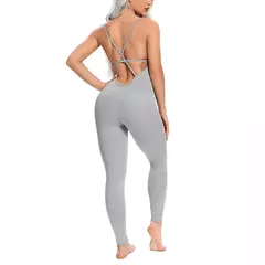 Bodysuit Yoga sem costas para mulheres macacão de fitness, terno esportivo sexy - loja online