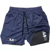 Calções Esportivos Dois-em-Um Masculino, Respirável, Casual, Secagem Rápida,