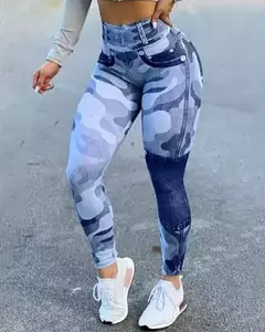 Imagem do Leggings jeans com estampa de cintura alta feminina, controle de barriga, elevação de bumbum, calça lápis fina, primavera, verão, nova