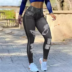 Leggings jeans com estampa de cintura alta feminina, controle de barriga, elevação de bumbum, calça lápis fina, primavera, verão, nova - loja online