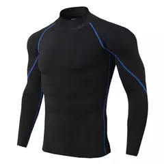 Camiseta esportiva masculina de secagem rápida, musculação, corrida, manga lo - Vs-shop