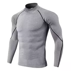 Camiseta esportiva masculina de secagem rápida, musculação, corrida, manga lo - loja online