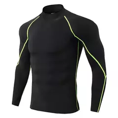 Camiseta esportiva masculina de secagem rápida, musculação, corrida, manga lo
