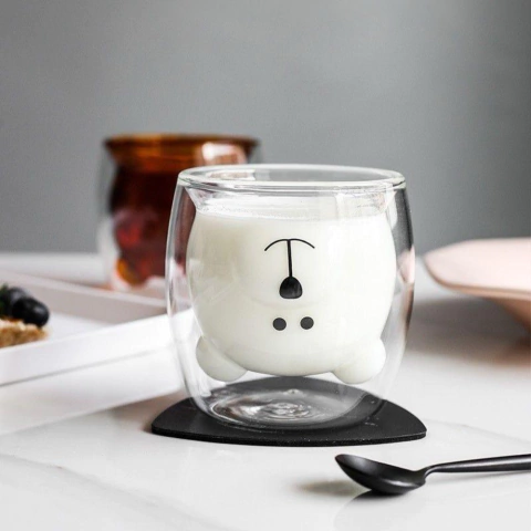 VASO DE VIDRIO DOBLE PARED OSITO KAWAII - comprar online