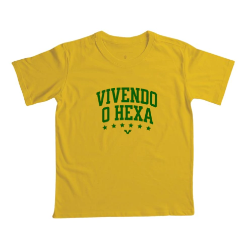 Camiseta Infantil Vivendo o Hexa Brasil - Copa do Mundo 2026 - Vamos Viver | Vista o que Você Vibra!