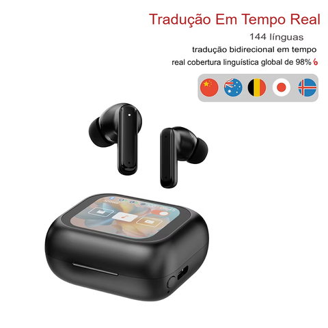 IA sem fio bluetooth tradutor fones de ouvido tela toque fone de ouvido tradução em tempo real para viagens negócios ios android
