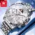 Olevs 3653 relógio masculino de quartzo, cronógrafo multifuncional 30m, à prova d´agua com caixa luminosa de fase da lua original - comprar online