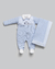 Saída Maternidade Bebê Menino | Macacão Bordado + Manta Malha Tricot Algodão - Anjos Baby