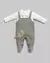 Conjunto Body + Jardineira Dinos Bebê Menino - Malha Tricot Anjos Baby