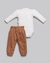 Conjunto Bebê Menina - Body + Calça / Tricot + Molecotton - Anjos Baby Bege - comprar online