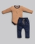 Conjunto Bebê Menino - Body + Calça | Malha Suedine - Anjos Baby Azul Marinho