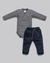 Conjunto Bebê Menino - Body + Calça | Malha Moletom - Anjos Baby Azul Marinho