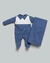 Kit Maternidade Bebê Menino - Manta + Macacão Longo - Malha Tricot - Anjos Baby Azul - comprar online