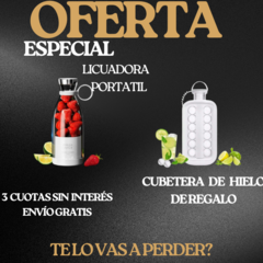 OFERTA LICUADORA PORTATIL Y CUBETERA DE HIELO + EBOOK RECETAS DE REGALO