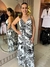 Vestido branco com preto flores
