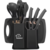 Kit Completo Jogo Utensílios de Cozinha Luxo 19 Peças Com Tábua em Silicone Espátula Faca Tesoura - achadinho do lú