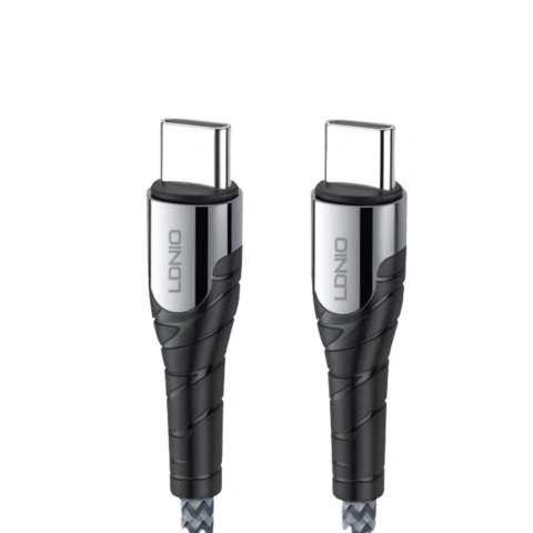 CABLE LDNIO LC102 FAST CHARGING 65W USB-C A USB-C GRIS OSCURO 2M