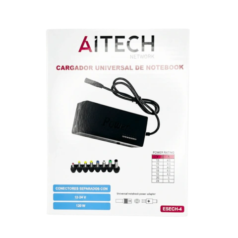 Cargador Universal Aitech Notebook... Cargador Universal Aitech Notebook... Cargador Universal Aitech Notebook Certificado con 8 Pines 120w