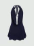 Vestido Midi curto de uma cor com decote profundo e costas descobertas, com laço no pescoço, Verão. Lore Improta INAWLY ⭐⭐⭐⭐⭐5.0 - loja online