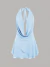 Imagem do Vestido Midi curto de uma cor com decote profundo e costas descobertas, com laço no pescoço, Verão. Lore Improta INAWLY ⭐⭐⭐⭐⭐5.0