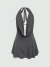 Vestido Midi curto de uma cor com decote profundo e costas descobertas, com laço no pescoço, Verão. Lore Improta INAWLY ⭐⭐⭐⭐⭐5.0 - loja online