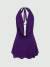 Vestido Midi curto de uma cor com decote profundo e costas descobertas, com laço no pescoço, Verão. Lore Improta INAWLY ⭐⭐⭐⭐⭐5.0 na internet