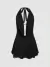 Vestido Midi curto de uma cor com decote profundo e costas descobertas, com laço no pescoço, Verão. Lore Improta INAWLY ⭐⭐⭐⭐⭐5.0 - comprar online