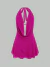 Vestido Midi curto de uma cor com decote profundo e costas descobertas, com laço no pescoço, Verão. Lore Improta INAWLY ⭐⭐⭐⭐⭐5.0 - loja online
