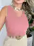 BLUSA FEMININA REGATA ALÇA GROSSA LARGA DUNA TENDENCIA BASICA LISA SIMPLES