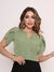 Imagem do Blusa Feminina cor sólida Pétala Manga Com Decote Em V Verão Design de decote requintado