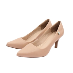 Scarpin Feminino Nude Bico Fino Salto Baixo Confortável Moda - loja online