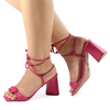 Sandália Feminina Pink Salto Bloco Confortável Tiras Moda - comprar online