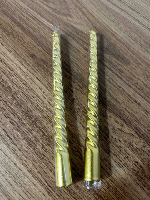 Vela espiral dourada 20cm com 2 unid. Cód. 1021699