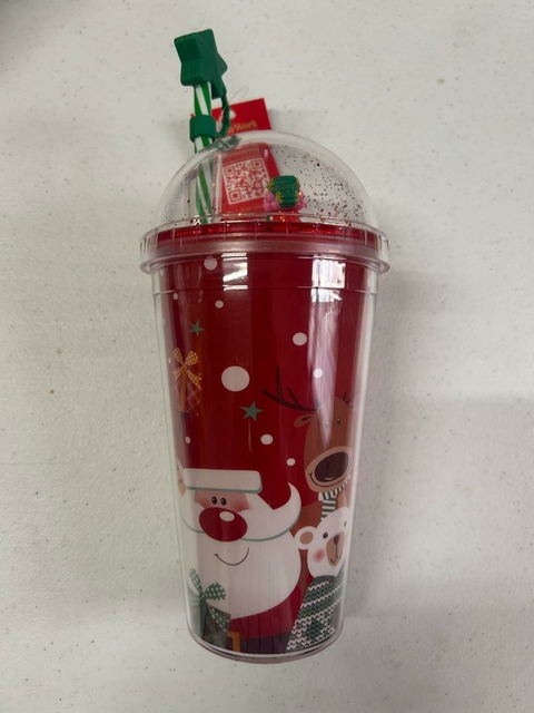 Copo natalino com canudo 450ml Cód. 1039107-1 - comprar online