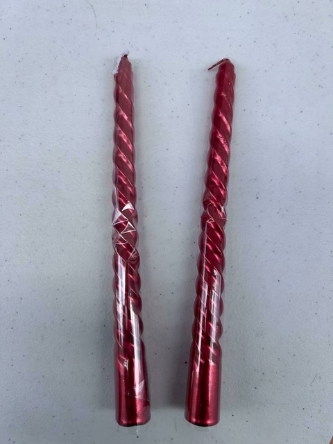 Vela espiral vermelha 20cm com 2 unid. Cód. 1044436