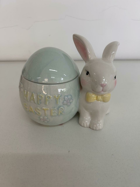 Coelho com bomboniere de cerâmica 16cm Cód. 1050487 - comprar online