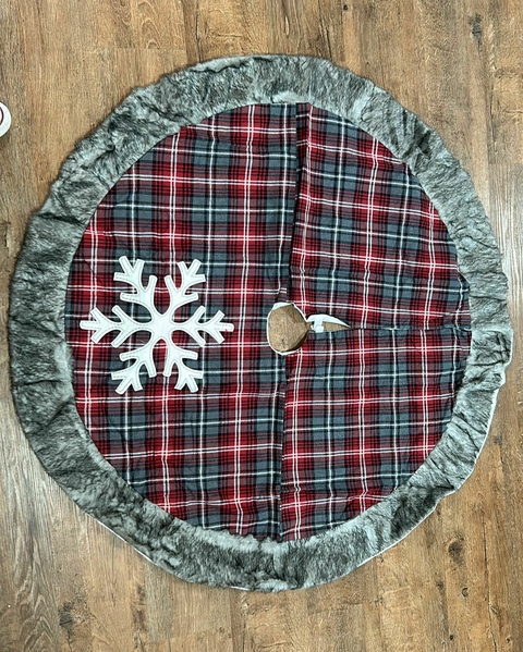 Saia para árvore xadrez com floco de neve 120cm Cód. 1751 - comprar online