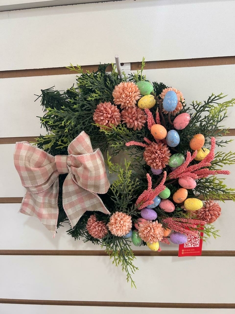 Mini guirlanda com ovinhos e laço xadrez 25cm Cód. 1887 - comprar online