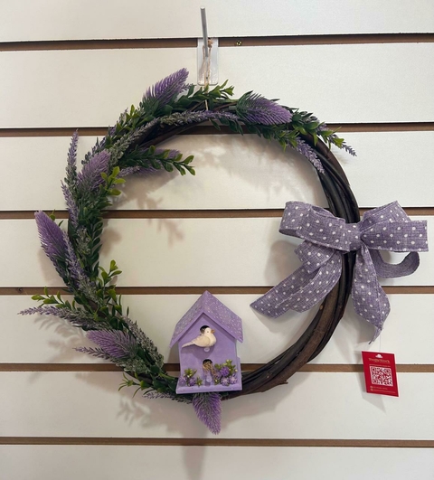 Guirlanda de vime atemporal com casinha e lavandas Cód. 1915 - comprar online