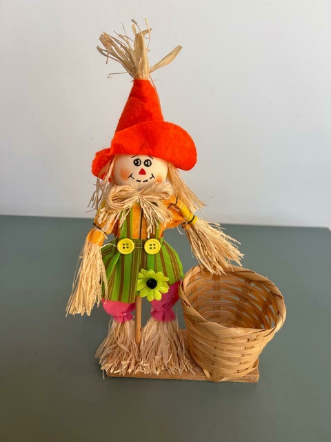 Espantalho com cestinha 13x26cm Cód. 1948