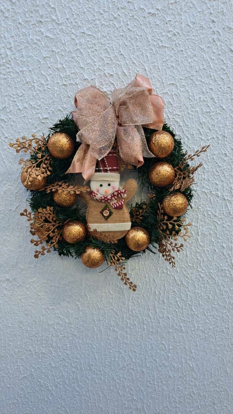 Guirlanda rosé com boneco de neve 35cm Cód. 1980 - comprar online