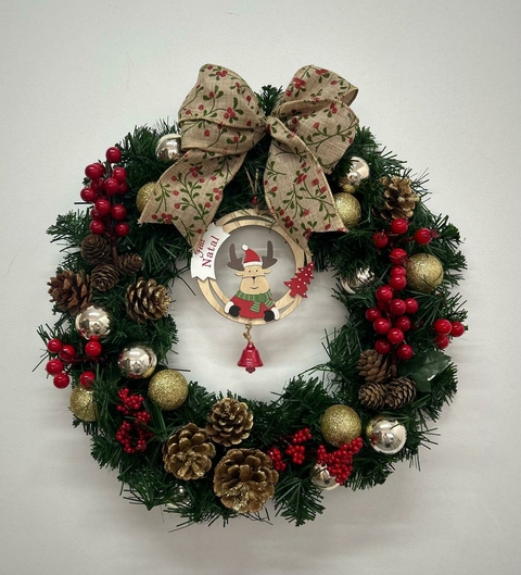 Guirlanda de Natal vermelha com pinhas 45cm Cód. 1997 - comprar online