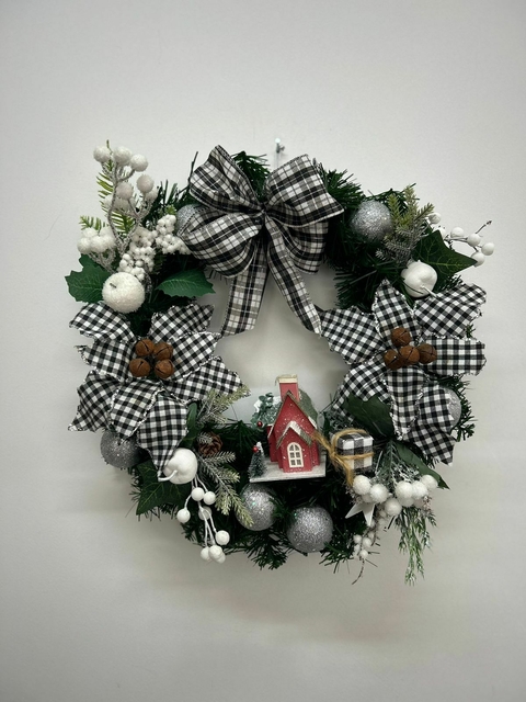 Guirlanda de Natal xadrez com casinha 45cm Cód. 2000 - comprar online