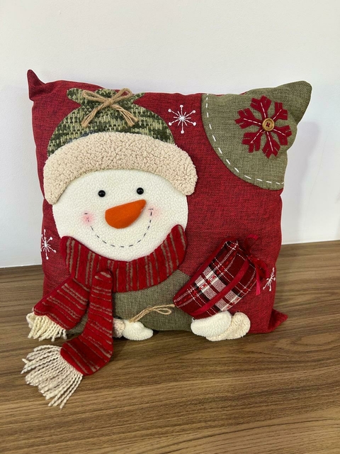 Almofada Boneco de neve Vermelha 45x45cm Cód. 2059 - comprar online