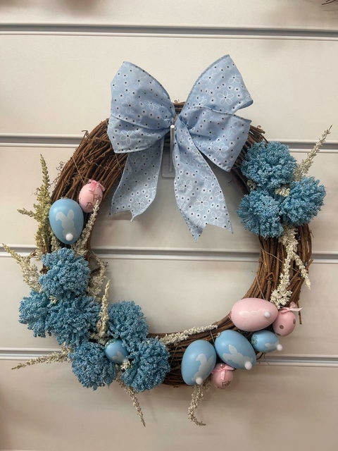 Guirlanda de Páscoa rústica azul/rosa Cód. 2123 - comprar online