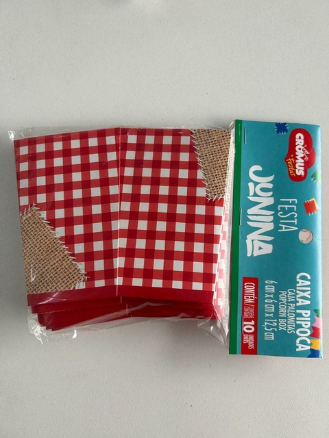 Caixa pipoca xadrez 6x6x12,5 com 10unid. Cód. 23012868