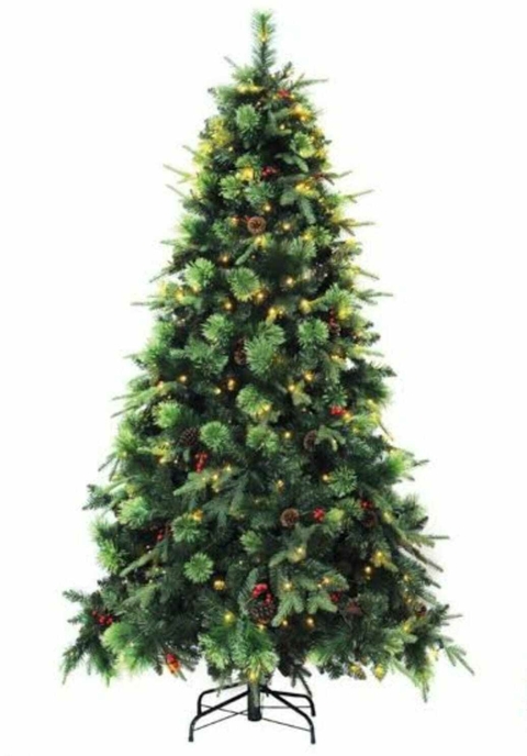 Árvore de Natal Piemonte 1,20 com picks, pinhas e leds bivolt Cód. 1105212